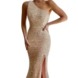 Sleeveless Sequin Dress Elegant One Shoulder Design Perfect for Summer Events Wholesale Availabl