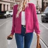 Autumn Long Sleeve Zipper Detail Cardigan Solid Color Lightweight Casual Style Wholesale Availab
