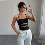 Womens Hollow Out Slim Fit Cami Top Summer Style Waist Defining Lightweight Fabric Wholesale Ava