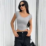Womens Slim Fit Short Sleeve T Shirt Minimalist Design Versatile Summer Style Comfortable Fabric