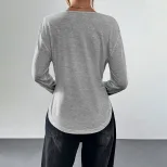Womens V Neck T Shirt Loose Fit Solid Color Casual Style Spring Summer Essential Wholesale Avail