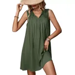 Sleeveless Lace Trim Dress Sweet Casual Style Solid Color Summer Fashion Available for Wholesale