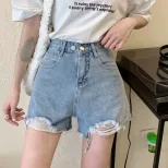 网红牛仔短裤女2023夏季新款破洞阔腿裤高腰a字超热裤宽松裤子潮