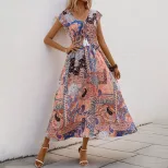 Vintage Floral Print Sleeveless Dress Paisley Pattern Elegant Design Comfortable Fabric Perfect