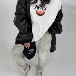 Vintage Graphic Print T Shirt for Women Casual Loose Fit Round Neck Short Sleeve 100 Cotton Summ