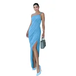 Womens Irregular Hem Ruched Slip Dress Sexy Strapless Design Perfect for Autumn Events Wholesale