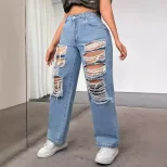 Fashionable Ripped Denim Jeans for Women Casual Style Trendy Design Comfortable Fit Available fo