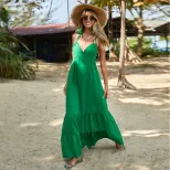 Womens Sexy Backless Maxi Dress Spaghetti Straps Flowy Hem Beachwear Summer Collection Wholesale