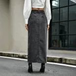 Vintage Inspired Denim Skirt Multi Button Design Trendy Style Casual Wear Ready to Ship Low MOQ