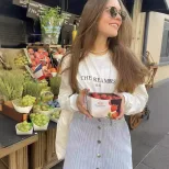Womens Vintage Graphic T Shirt Casual Style Round Neck Long Sleeve Loose Fit Cotton Perfect for