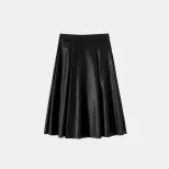 Vintage Inspired PU Midi Skirt Casual Flared Design Comfortable Fit Perfect for Everyday Wear Wh