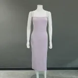 Knit Bodycon Dress Sexy Backless Design Adjustable Straps High Slit Perfect for Parties and Nigh