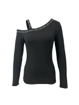 Womens Off Shoulder Long Sleeve T Shirt Slim Fit Solid Color Comfortable Fabric Autumn Casual We
