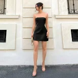 Summer Womens Bodycon Knit Mini Dress Solid Color Strapless Slim Fit Sexy Style Perfect for Part