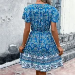 Summer Womens Dress V Neck Floral Print Bohemian Style Perfect for Casual Outings Wholesale Avai