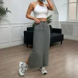 High Waisted Bodycon Skirt Vintage Style Slim Fit Elegant Design Perfect for Parties and Night O