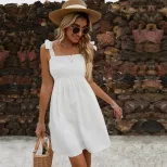 Spring Womens Casual Knit Dress Elegant Solid Color Sleeveless Short Skirt Perfect for Office We