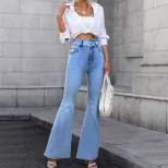 High Waisted Slim Fit Flared Jeans Womens Casual Denim Trousers Stylish and Comfortable Ready to