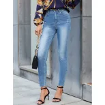 High Waisted Slim Fit Jeans Versatile Comfortable Trendy Autumn Winter Fashion for Women Wholesa