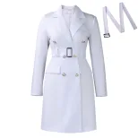 Long Sleeve Bodycon Blazer Dress Double Breasted Solid Color Elegant Style Perfect for Autumn an