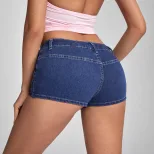 Embroidered High Waisted Denim Shorts Casual Style Stretch Fabric Suitable for Summer Wholesale