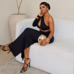 Asymmetrical One Shoulder Dress Hollow Out Bodycon Fit Slit Design Elegant Evening Wear Wholesal