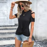Womens Slim Fit Solid Color T Shirt Elegant Design Versatile Style Comfortable Fabric Perfect fo