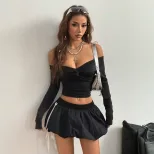 Puff Skirt Striped Color Block Slim Fit Sweet and Spicy Style Spring Summer Fashion Wholesale Av