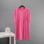 Summer Womens Cotton A Line Dress Casual Loose Fit Round Neck European Style Perfect for Everyda