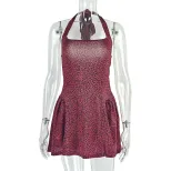 Ruffled Waist Floral A Line Dress Off Shoulder Backless Sleeveless Casual Summer Wear Wholesale