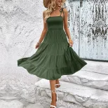 Summer Womens Backless Solid Color Cami Dress Slim Fit Sexy Casual Style Wholesale Available