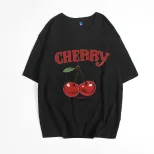 Womens Cotton T Shirt Loose Fit Round Neck Letter Print Summer Casual Wear Wholesale Available