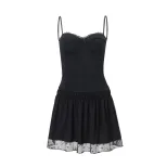 Summer Womens Dress Sexy Hollow Back Lace Paneling Solid Color Sleeveless Perfect for Parties or