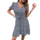Elegant Floral Short Dress Summer Fashion Womens Apparel Stylish Design Wholesale Available