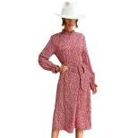 Long Sleeve Floral Print Bodycon Dress for Women High Neck Slim Fit Elegant Style Perfect for Pa