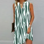 A Line Sleeveless Dress Multi Color V Neck Floral Print Summer Casual Wear Ready to Ship bulk or