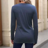 Casual Womens Long Sleeve T Shirt Solid Color Versatile Comfortable Fabric Spring Summer Office