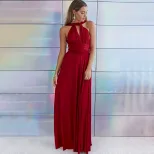 Summer Maxi Dress Versatile Tie Styles Halter Neck Red Color Perfect for Beach Parties or Casual