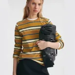 Striped Long Sleeve T Shirt for Women Casual Loose Fit Slimming Design Autumn Collection Wholesa