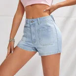 High Waisted Denim Shorts Slim Fit Fashionable Spring Style Womens Casual Wear Ready to Ship