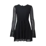 Womens Long Sleeve Mesh Dress Round Neck Flared Hem Elegant Style Perfect for Winter Events Whol