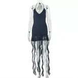 Elegant Backless Mini Dress Sexy Bodycon Silhouette V Neck Halter Neck Waist Cinching Perfect fo