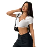 Womens Slim Fit Cropped T Shirt Simple Sexy Short Sleeve Spring Summer Style Wholesale Available