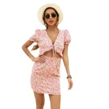 Floral Bodycon Dress V Neck Short Sleeve Summer Style Perfect for Parties and Casual Outings Who
