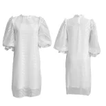 Hollow Out Puff Sleeve Two Piece Dress Solid Color Elegant Design Suitable for Fall Wholesale Av