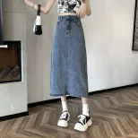 高腰牛仔半身裙女春夏2023新款复古a字中长款显瘦包臀裙子辣妹潮