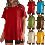 Mens Casual Short Sleeve T Shirt Solid Color Round Neck Loose Fit Plus Size Summer Activewear Wh