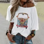 Womens Fashion Short Sleeve T Shirt Trendy Print Design Casual Wear for Everyday Use Wholesale A