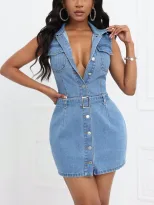 Casual Denim Dress Slim Fit Waist Defining Elegant Style Perfect for Everyday Wear Wholesale Ava