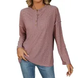 Womens Long Sleeve Knitted Pullover Solid Color Jacquard Design Autumn Style Wholesale Available